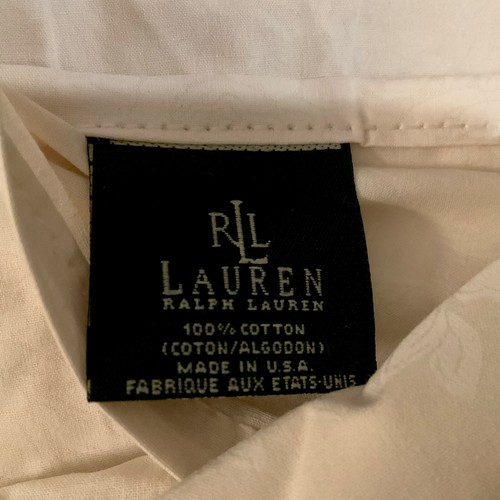 Sábana plana Ralph Lauren Irregular King MUY blanco roto damasco nueva en paquete - Imagen 6 de 6