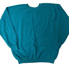 Vtg 80  s Hanes Her Way Blue Athletic Workout Gym RAGLAN 50/50 Sweatshirt USA XL