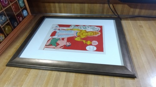 Indian Pantheon Framed 1938 Colored Lithograph Brihaspati Picture,Italy! - Picture 6 of 11