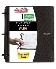 Five Star Black 1" Flex Quad Rule Notebinder  Math Tools w/ 200 Sheet Capacity