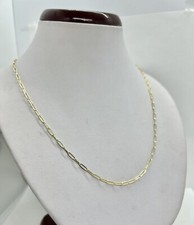 14K Solid Yellow Gold 2mm Paper Clip Chain Necklace Women  s size 16"-30"