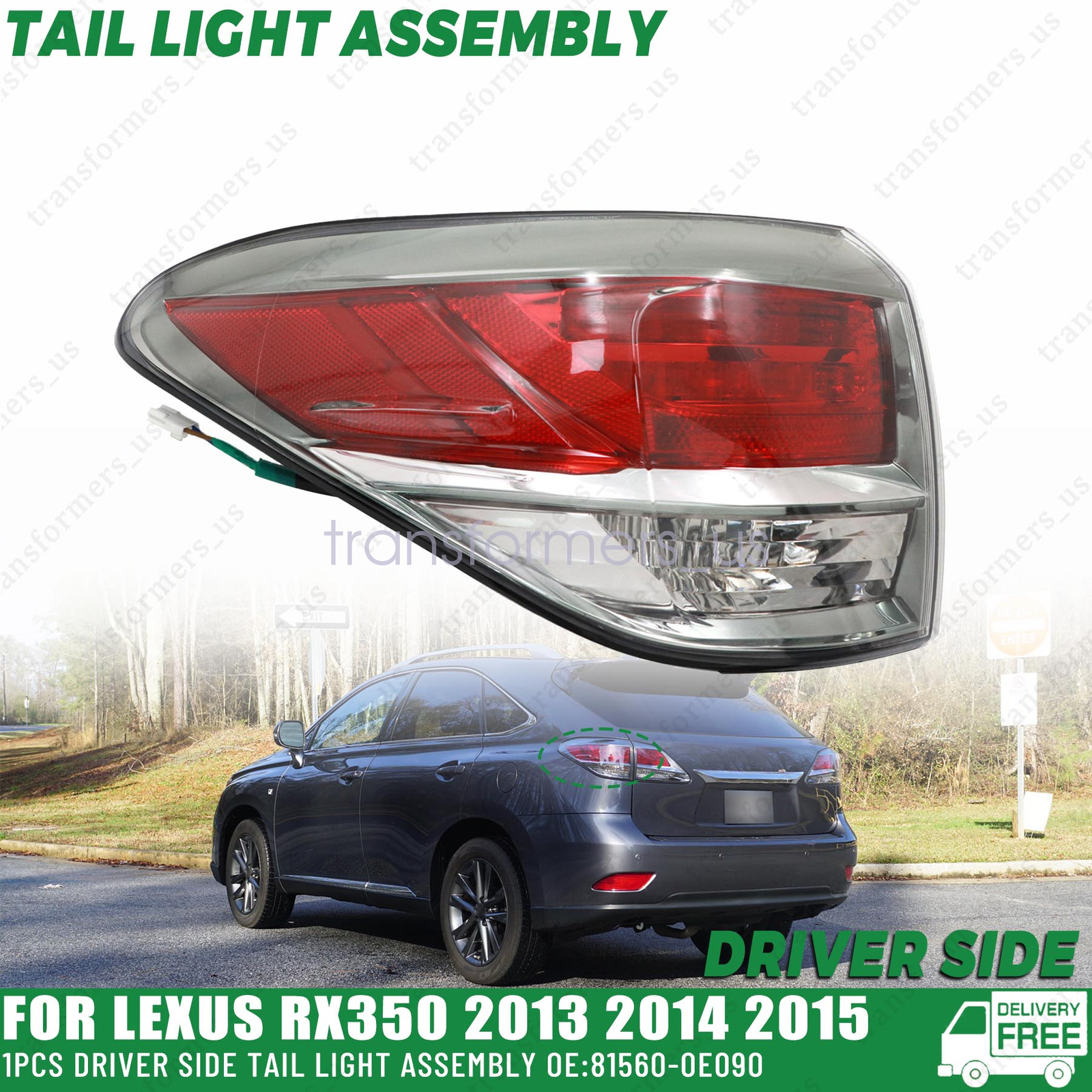 Driver Side Tail Light Assembly 81560-0E090 For Lexus RX350 2013-2015