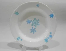 ❤️ Corelle WINTER MAGIC 9" FLAT RIM SOUP BOWL 15-oz *Christmas Blue Snowflakes
