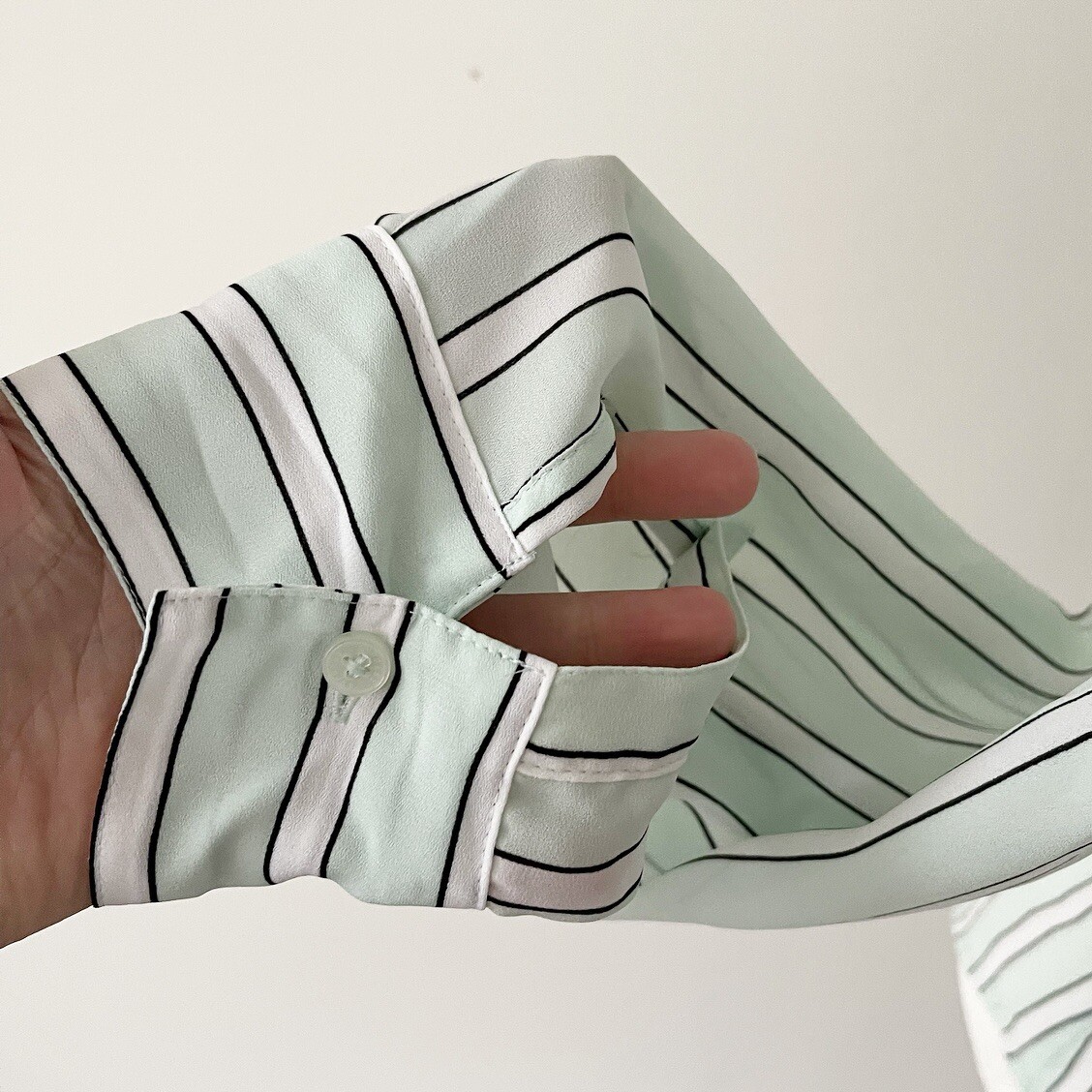 Express | Mint Striped Button Down Roll Tab Porto… - image 4