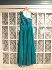 Azazie Rochelle Bridesmaid Dress, Jade, Size 6, Full Length, Chiffon