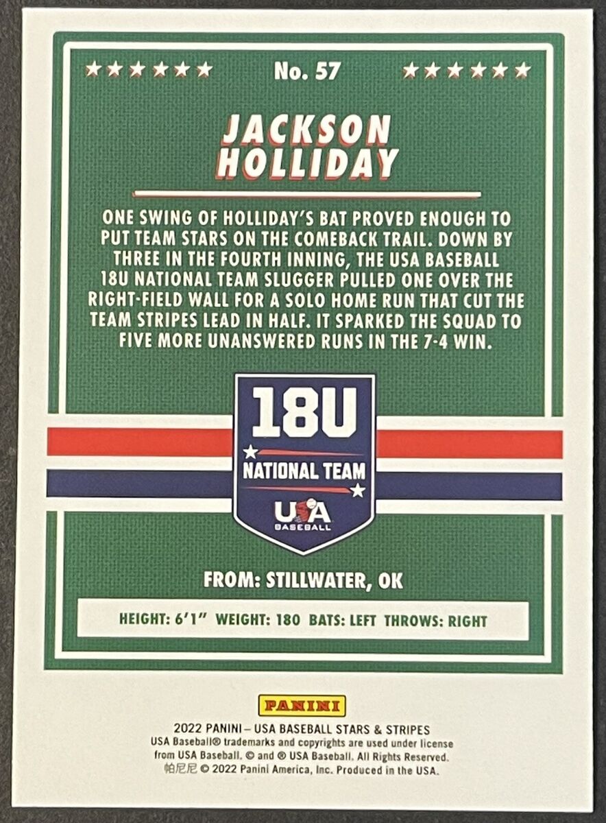 2022 Panini STARS & STRIPES JACKSON HOLLIDAY USA #57 | eBay 2022 Panini STARS & STRIPES JACKSON HOLLIDAY USA #57 | eBay