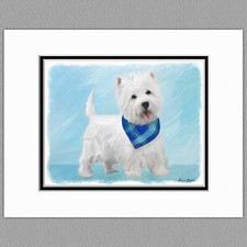 West Highland White Terrier Westie Print 8x10 Matted to 11x14