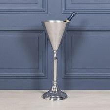 Floor Standing Polished Aluminium Metal Champagne Silver Wine Cooler Ice Bucket