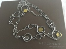 Silpada Sterling Silver Brass 38" Long Necklace N2150 Retired