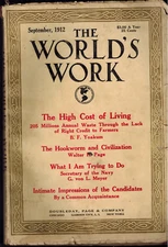 Sept 1912 World's Work Cost of Living, Hoodworm, US Navy, Saranac Lake TB, Ads 