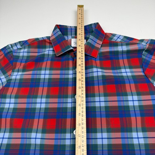 Mizzen Main Shirt Mens XL Trim Fit Blue/Red Plaid LS Performance R - Picture 4 of 8