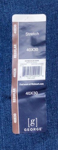 Pantalones de mezclilla George para hombre 40x30 regular pierna recta azul lavado medio nuevos con etiquetas - Imagen 5 de 6