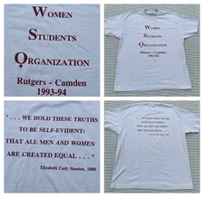 Vintage Womens Students Organization Shirt Adult XL WSO Rutgers Camden 93-94 Tee