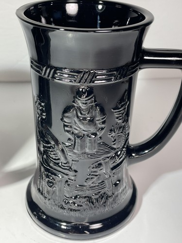 VTG Indiana Black Glass Tiara Tavern Pub German Set Of 2 Beer Stein Mug Tankard - Picture 19 of 20