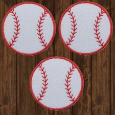 Baseball Embroidered Patch — 3-Pack — Iron On