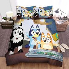 Bluey With Bingo  Friends Photo Full Bedding Duvet Cover Set 4pcs 