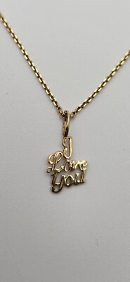 14kt Yellow Gold Necklace Chain Pendant Grams I Love You
