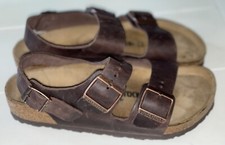 Birkenstock Milano Leather Slides Sandals Slingback Ankle Strap Brown W7/M5