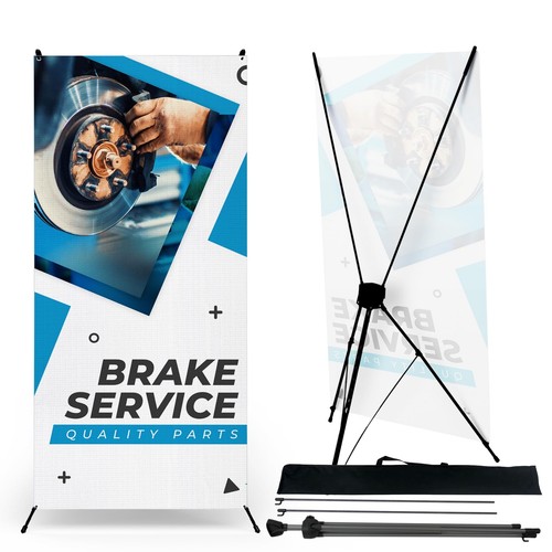 Automobile Promotion Sign Adjustable X Banner Stand | X Frame Stand with Cover - Picture 49 of 150
