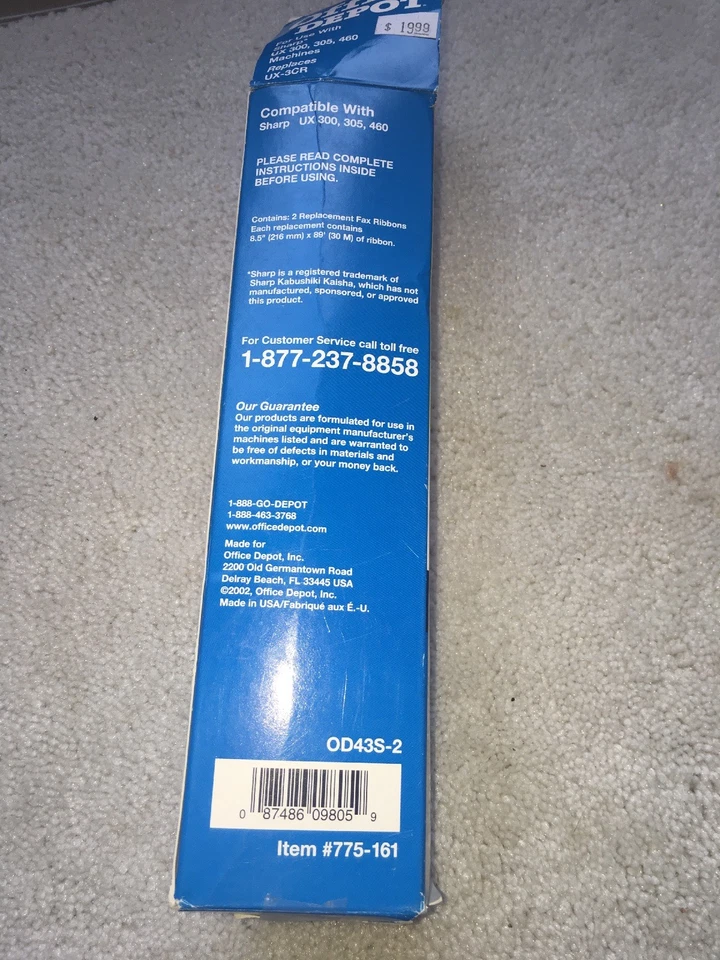 OFFICE DEPOT SHARP REPLACEMENT UX-3CR FAX RIBBONS UX 300,305,460 MACHINES - Image 3 of 3