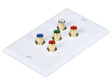 Monoprice (3731) White 5 RCA Coupler Type Component Wall Plate (RGB + Audio) 