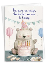 1 Funny Birthday Paper Card with Envelope Bday Eat More Cake  - NobleWorks