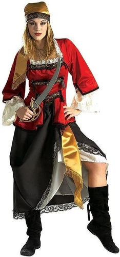 Pirate Queen Maiden Lady Caribbean Fancy Dress Up Halloween Deluxe Adult Costume