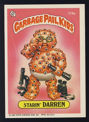 1986 GPK Garbage Pail Kids OS3 Original Series 3 Three Base #114a Starin' Darren