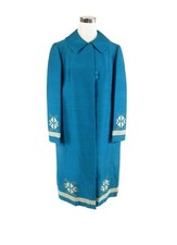 Turquoise blue ivory wool blend LEVANTIS long sleeve embroidered trim vintage co