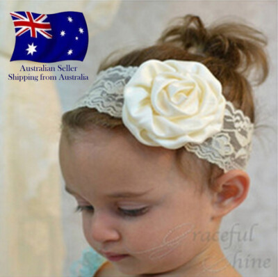 lace Flower Newborn Baby Infant Toddler Kid Girl Headband Christening Photo Prop