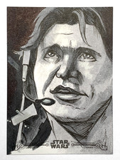 2019 Topps Star Wars Black & White ANH 1/1 Sketch Card HAN SOLO by Brad Hudson