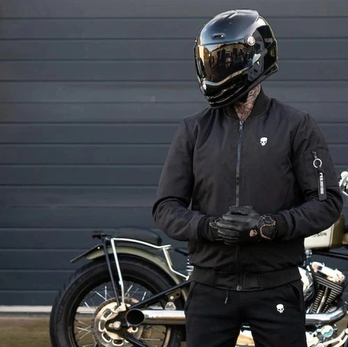 BOBHEAD “Black Bomber” Protective Jacket – Black Armoured AAA Rated Motorcycle