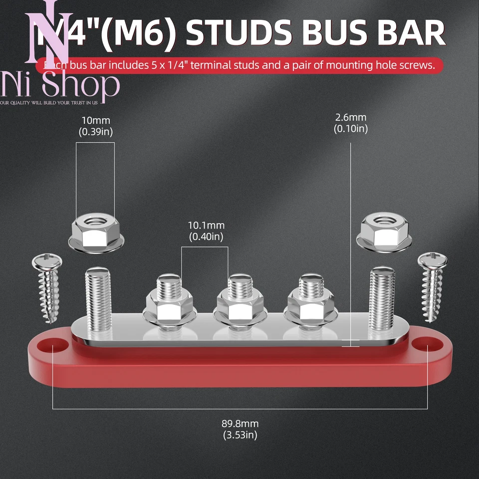 Bus Bar 12V Power Distribution Block Max 150A 48VDC 5 Post Busbar Terminal Block - image 3 of 4