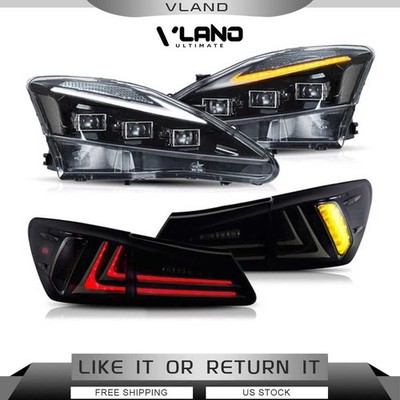 VLAND FULL LED Headlights+SMOKED LED Tail Lights For Lexus IS250 350 ISF 2006-13