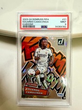 2023-24 Panini Donruss FIFA KABOOM SSP Real Madrid EDUARDO CAMAVINGA PSA MINT