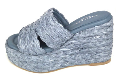 Equitare Habana Women's Raffia Jeans Leather Wedge Sandals Shoes