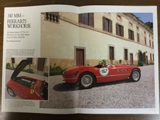 Misc 3984 Article Ferrari 340 MM Ferrari's Workhorse Mille Miglia 8-9/ 1989 4pg
