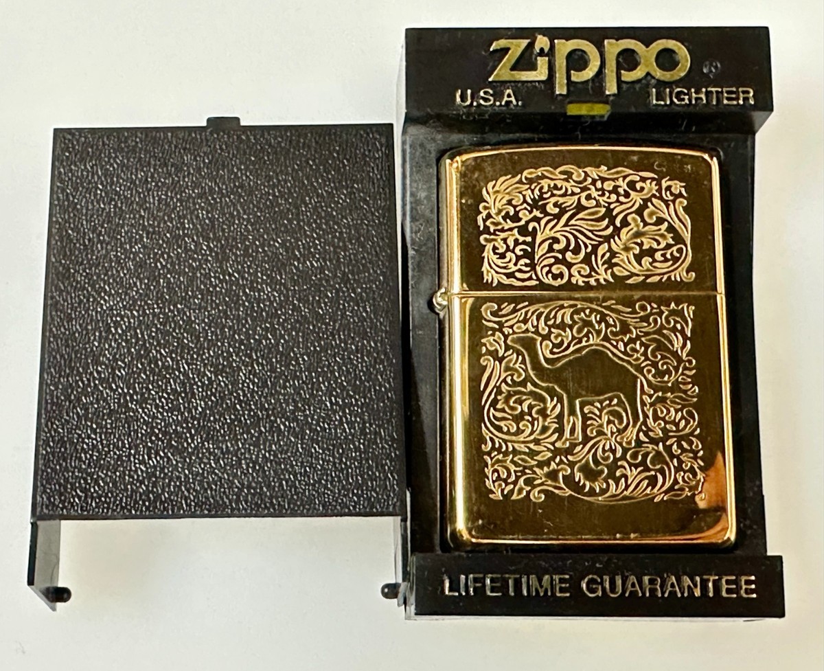 Zippo Western Camel Double Sided 22k Gold Plated Lighter 1996 New