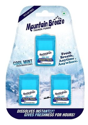 Mountain Breeze Oral Hygiene Mouth Freshener Sugar Free Cool Mint Blue 