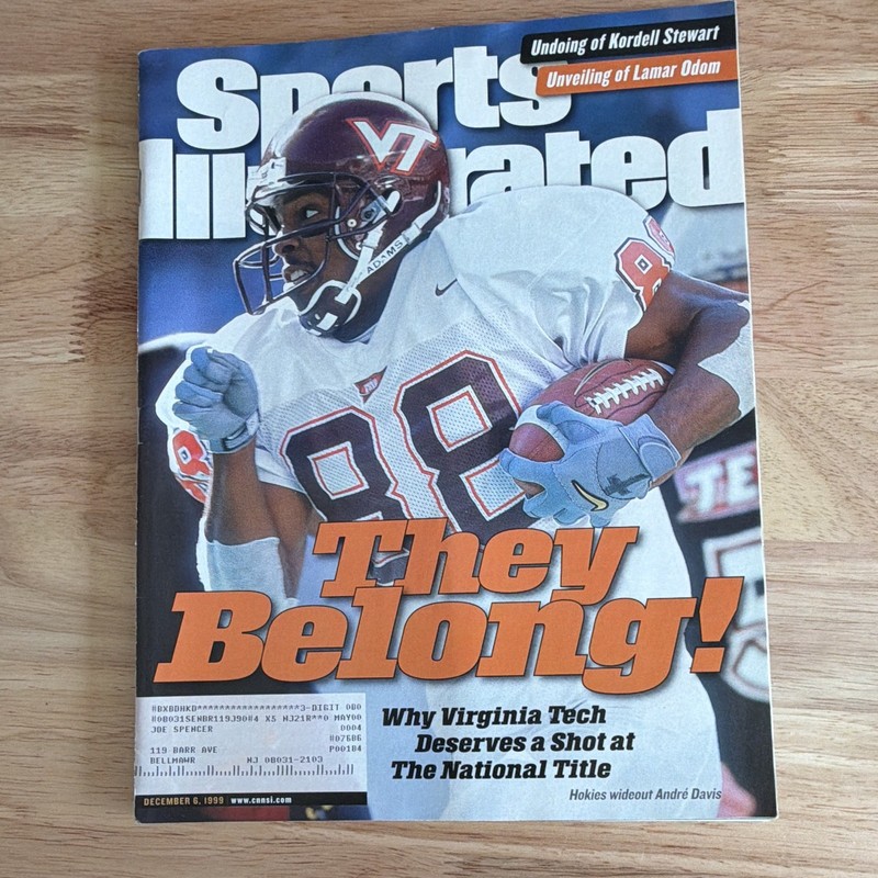 Sports Illustrated Dec 6 1999 “They Belong!” Virginia Tech College Football