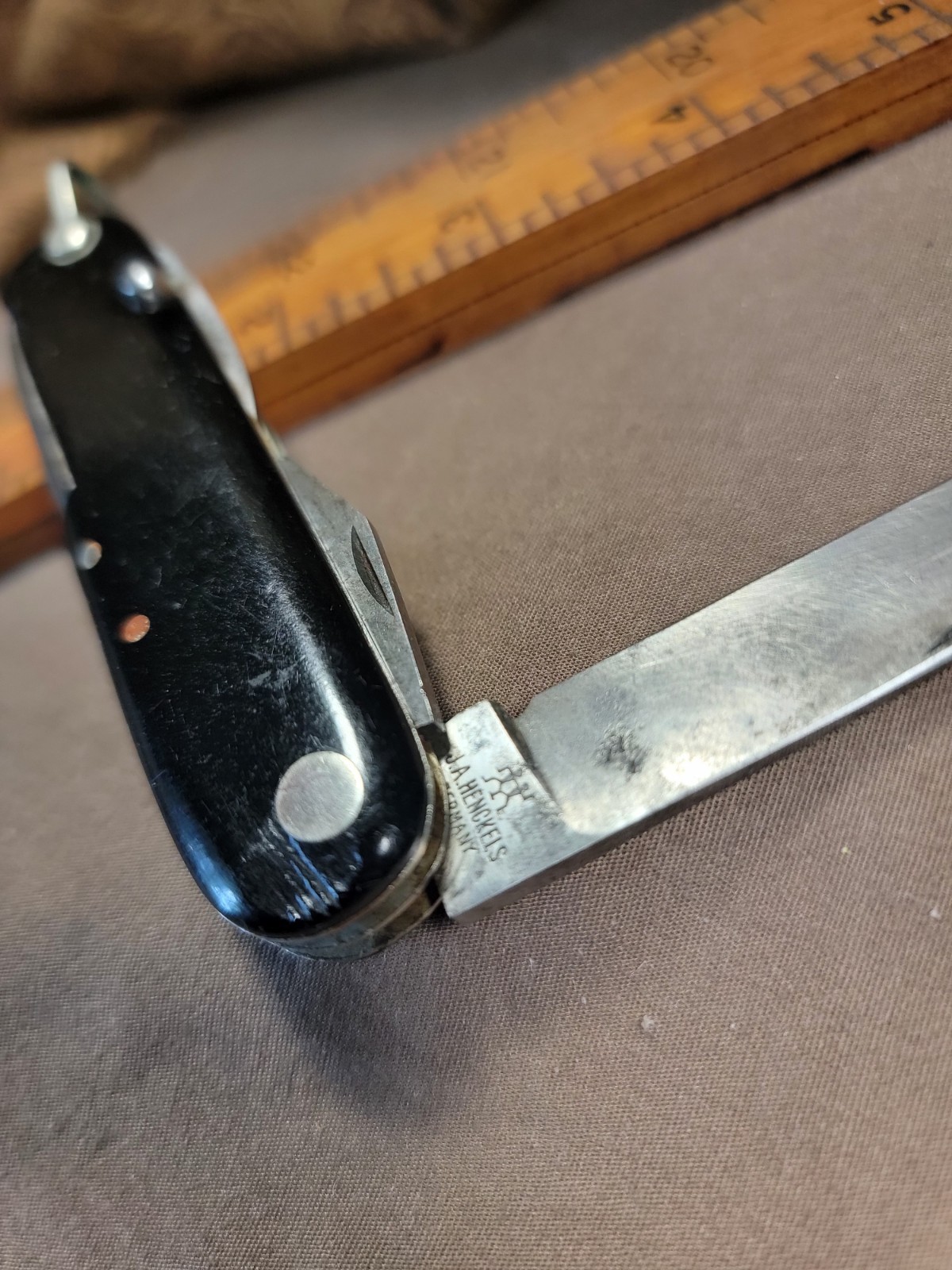 Vintage J A Henckels Germany Multi Blade Vintage Black Pocket Knife