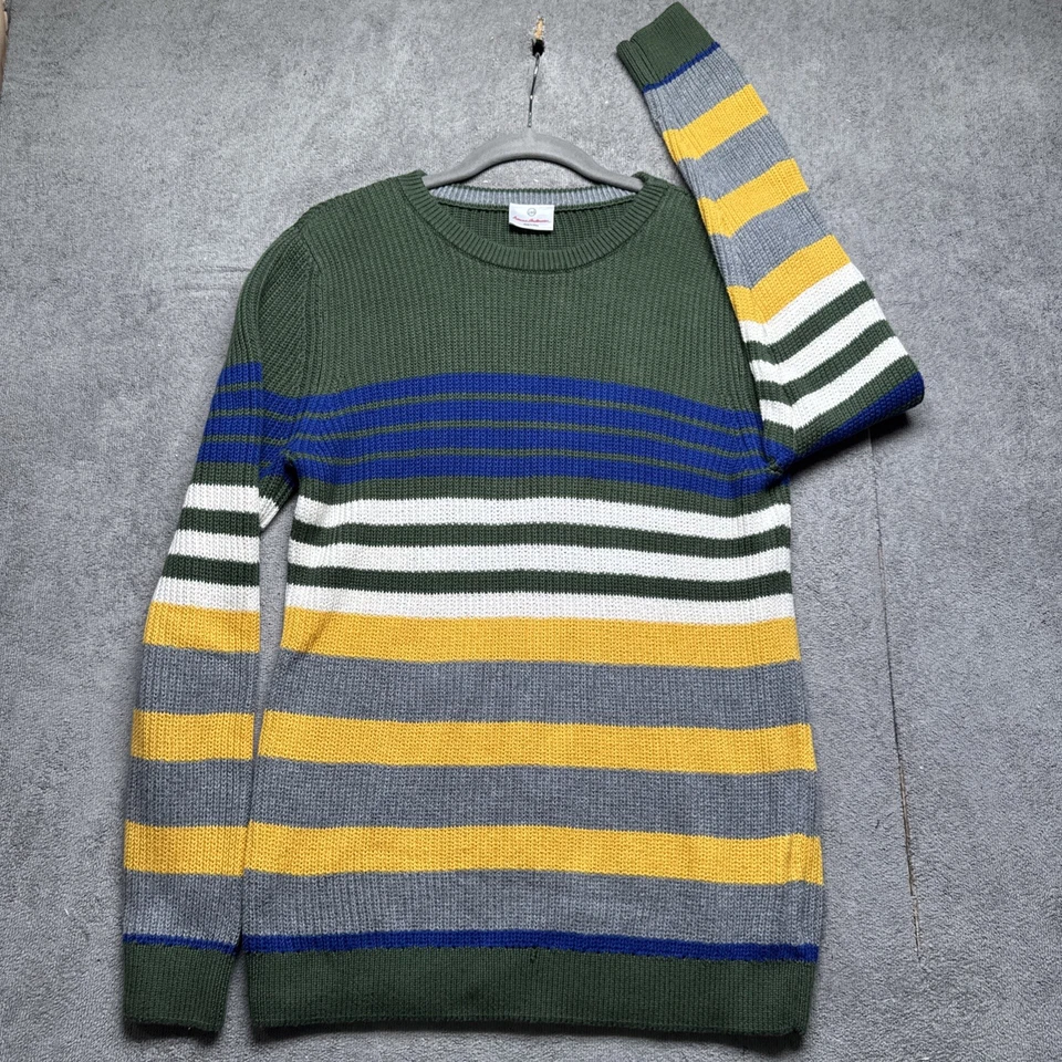 Suéter Hanna Andersson Niños Algodón Rayas Multicolor Verde Azul Amarillo Talla 16 Foto 2 de 4