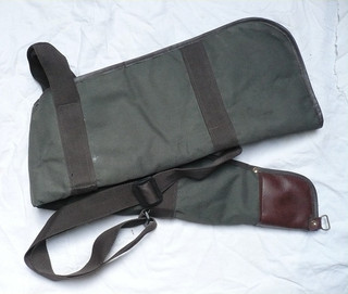 Vintage Green Canvas Rifle Shotgun Gun Slip Sleeve Case Bag Fleece Lined.