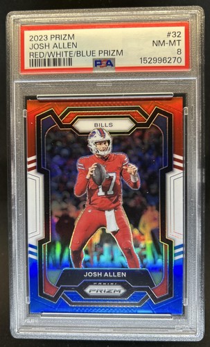 2023 Panini Prizm Josh Allen Red White and Blue #32 Bills PSA 8
