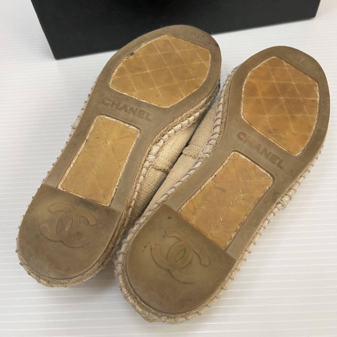 Chanel Espadrills Flats Shoes Coco Mark Fabric Beige Size 36 US About6 Women thumbnail 11