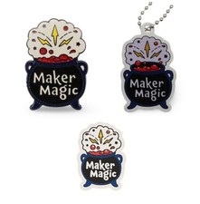 2026 Maker Magic Geocoin Tag and Sticker Set - 3-Piece Geocaching Gift GC