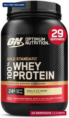 Optimum Nutrition Gold Standard 100% Whey Protein Powder, Vanilla Ice Cream, 2 P