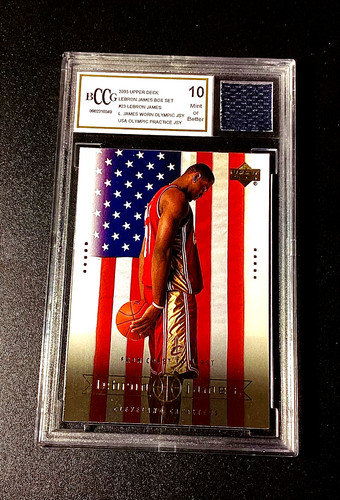 Lebron James Rookie BCCG 10 Game Used Jersey 2003 Upper Deck Basketball 1 RC #23