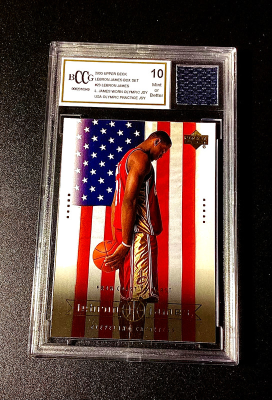 Lebron James Rookie BCCG 10 Game Used Jersey 2003 Upper Deck Basketball 1 RC #23