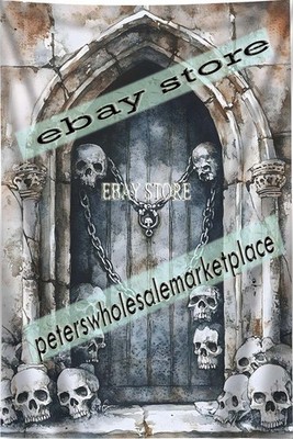 Skull Cathedral Doorway Wall Hanging Tapestry haunted dreamscape 59X82 in